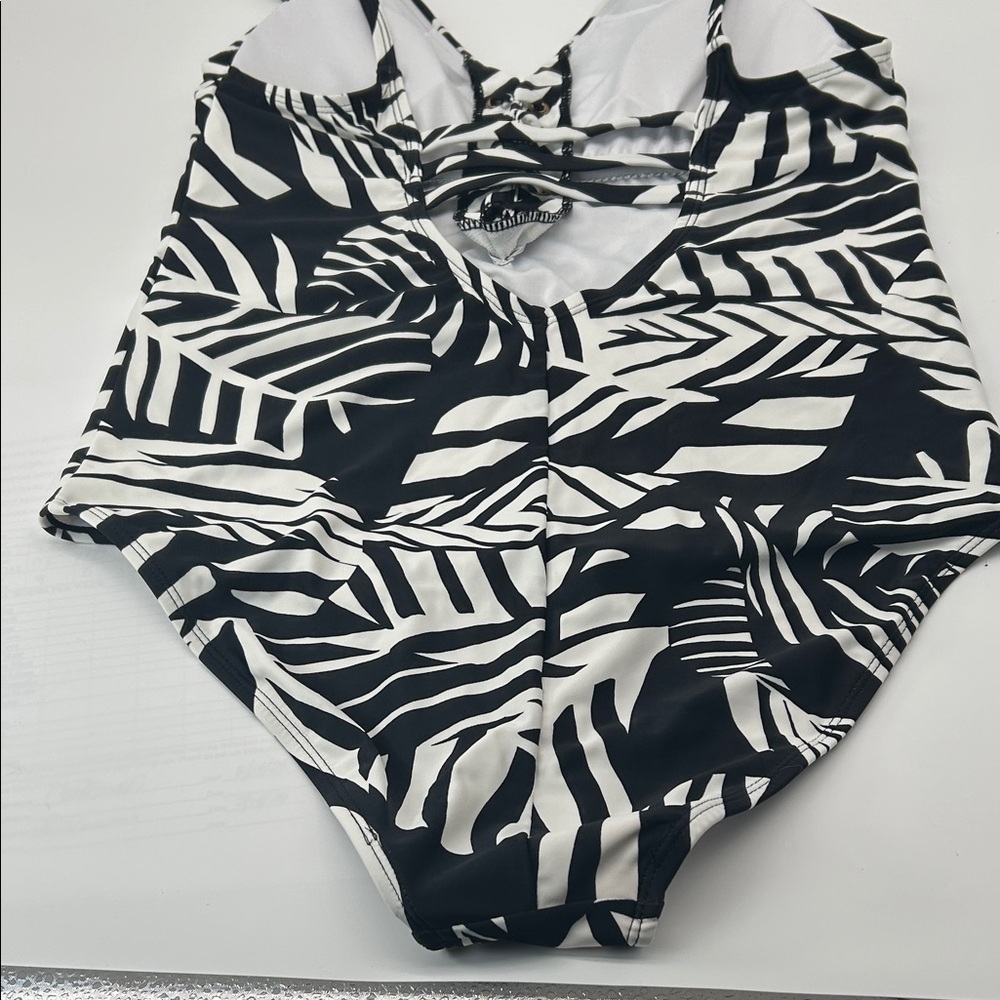 Women’s Black & White Zebra One-Piece Swimsuit - Picture 7 of 16